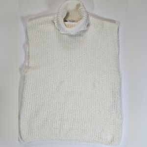 Zara Sweater Womens Small Ivory Turtleneck Sleeveless Soft Boho Preppy Comfy Top